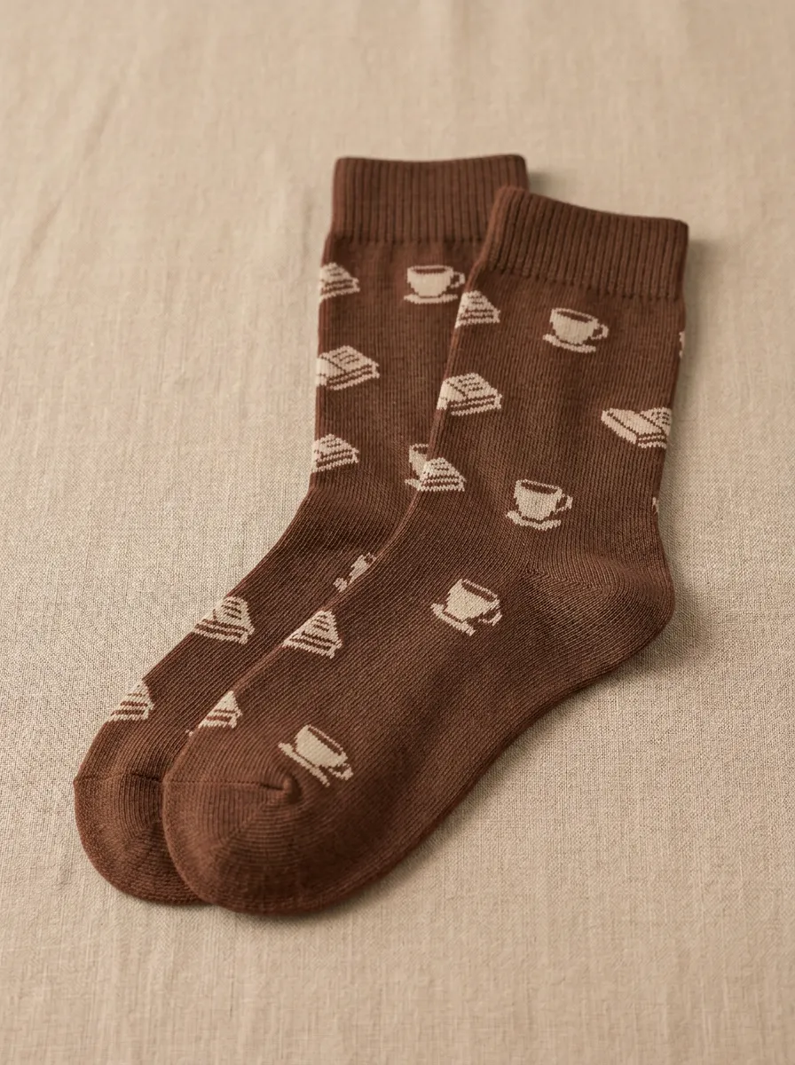 Classic Coffee-Motif Casual Socks
