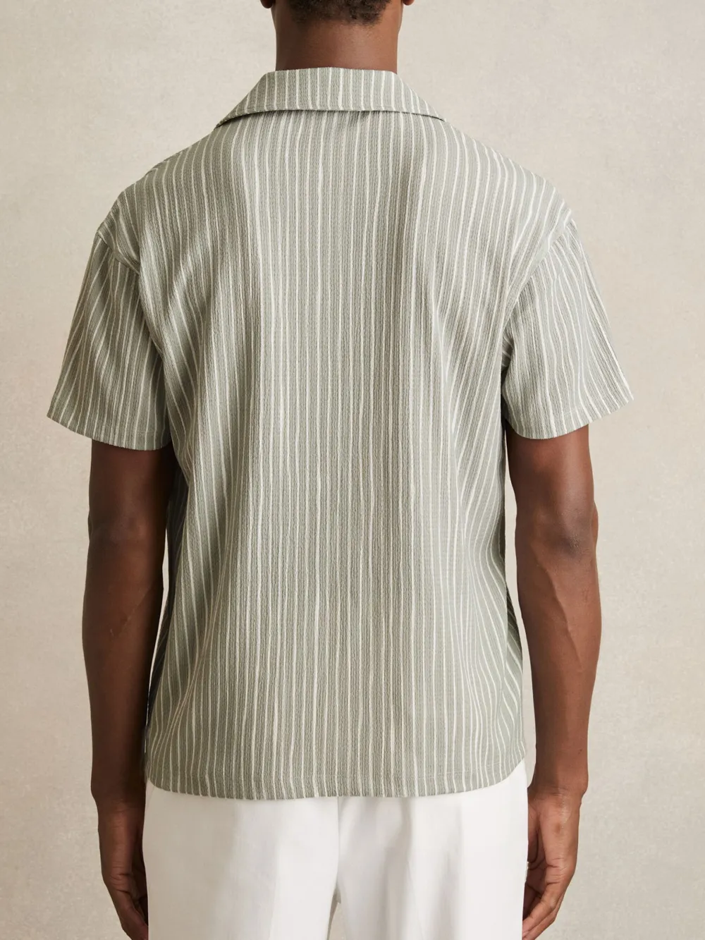 Vintage Striped Cuban Collar Men's Shirt