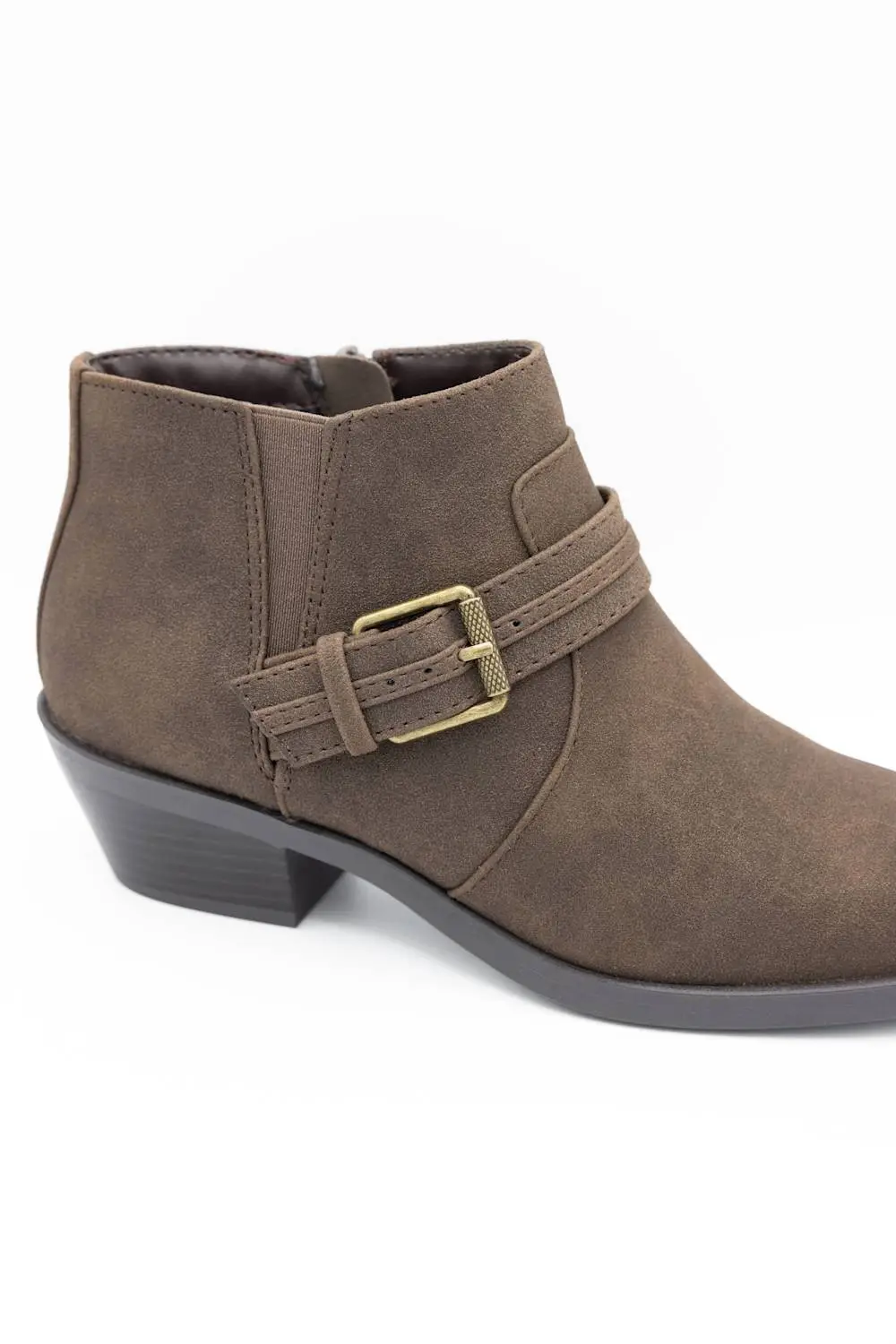 Classic Suede Zip Entry Round Toe Ankle Bootie