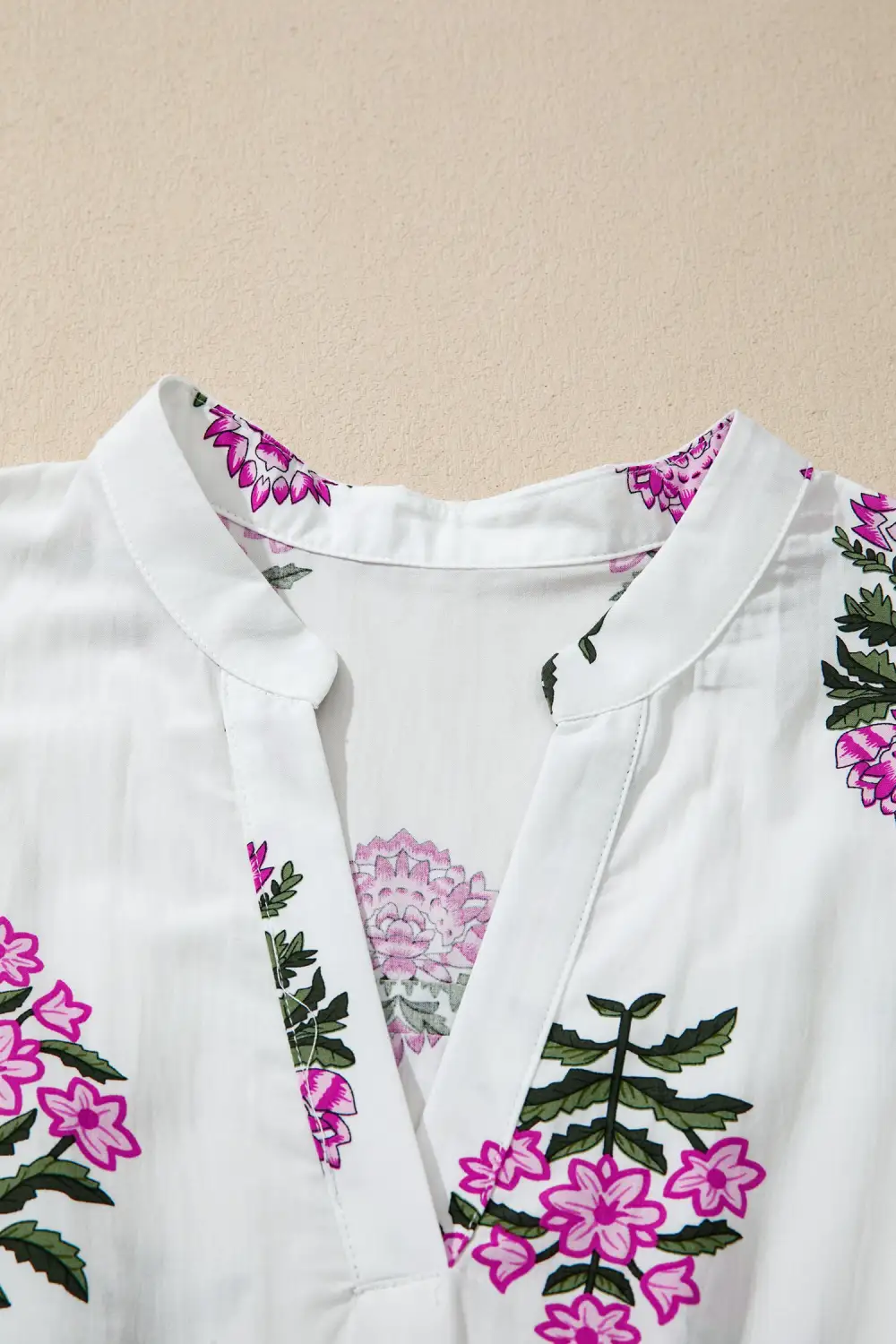 Polished Detail Floral Printed Split Neck Maxi Dress