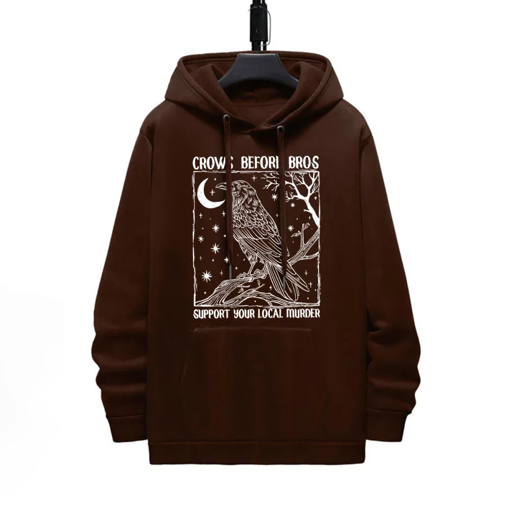 Crows Before Bros Pattern Printed Hoodie