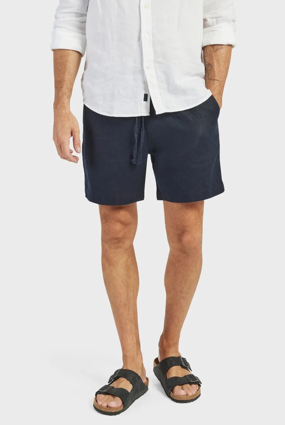 Navy Linen Shorts