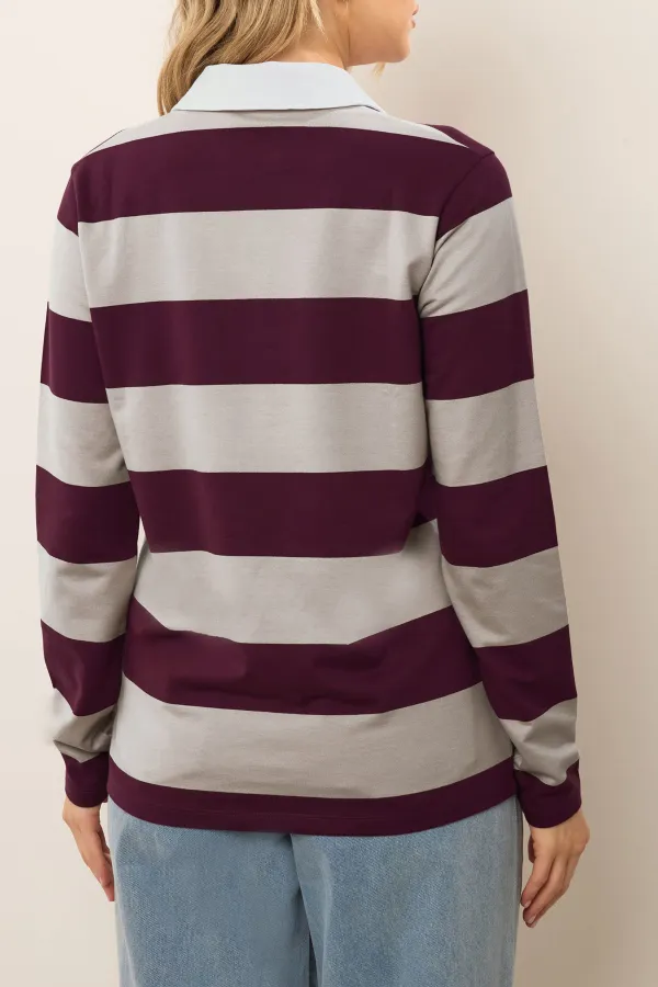 Striped V-Neck Sweatshirt