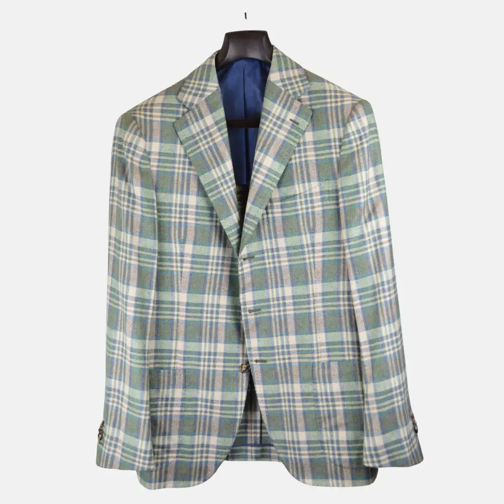 Checked Cashmere Silk Blazer Jacket