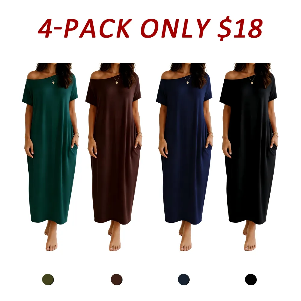 Women's Solid Color Batwing Sleeve Lounge Dress