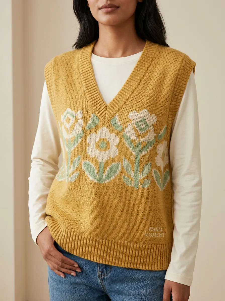 Classic Floral Sweater Vest