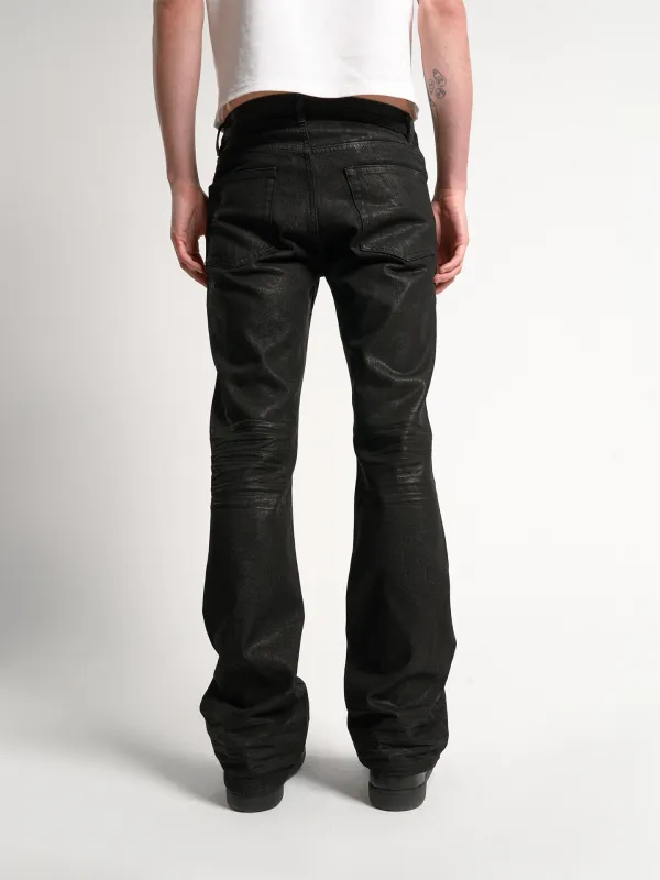 Resin-Coated Straight-Leg Jeans