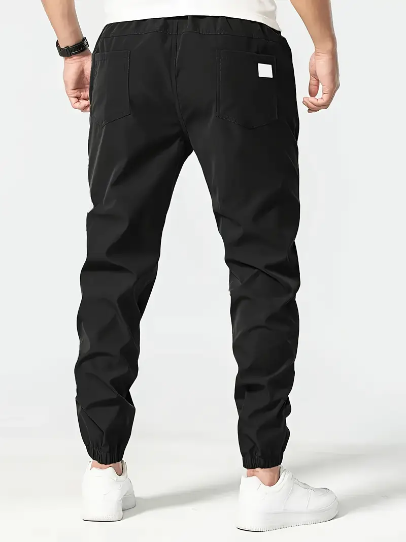 5pcs Men’S Solid Color Drawstring Jogger Pants – Polyester – Casual – Non-Stretch – Regular Length – Loose Fit – 150g/m2 – Woven Fabric – for Hiking & Outdoor