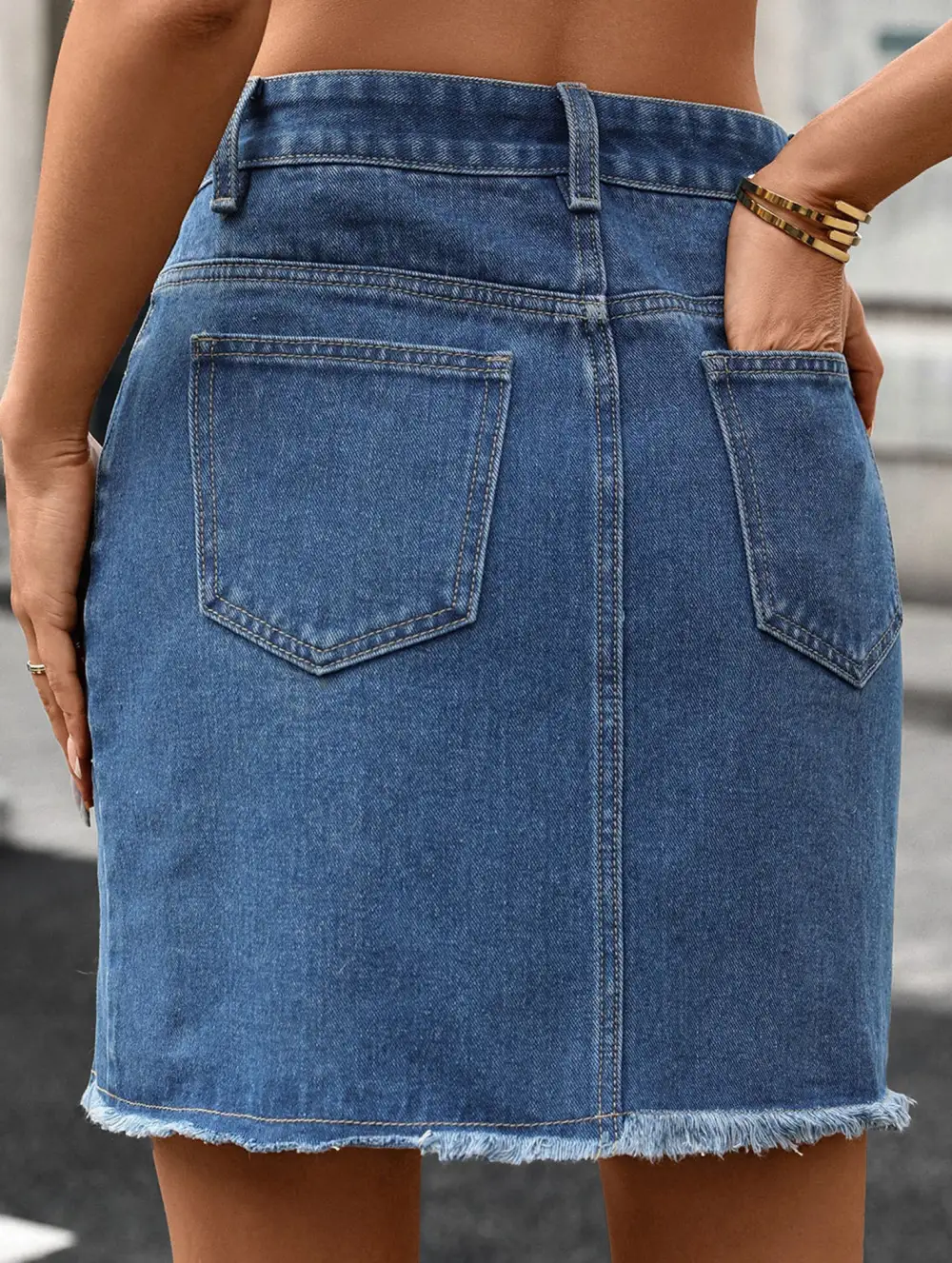 Washed Slit Denim Mini Skirt
