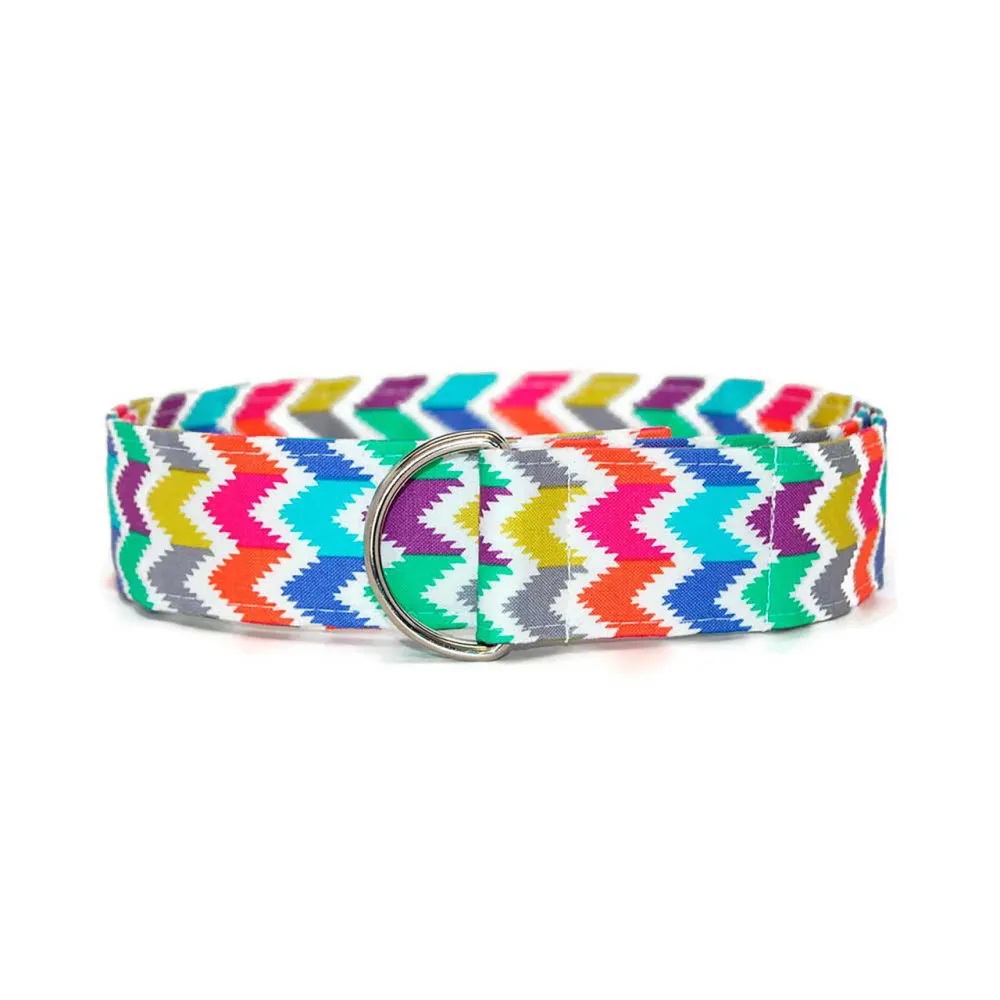 Zigzag Pattern D-Ring Cotton Belt