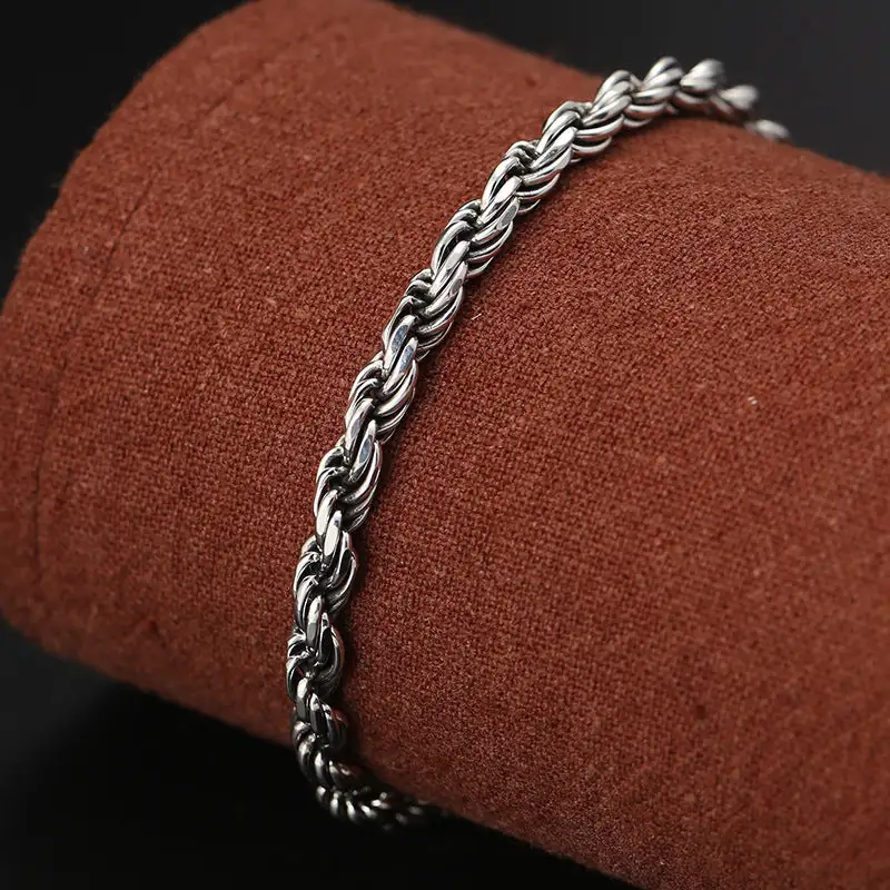 Sterling Silver Om Mani Padme Hum Double Bracelet