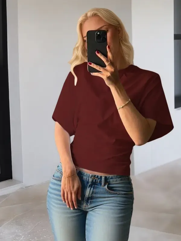 Women's Solid Color Round Neck Tee