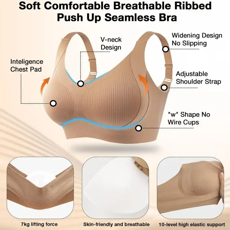 Women’s Wireless Push-Up Bra – Soft & Breathable Comfort