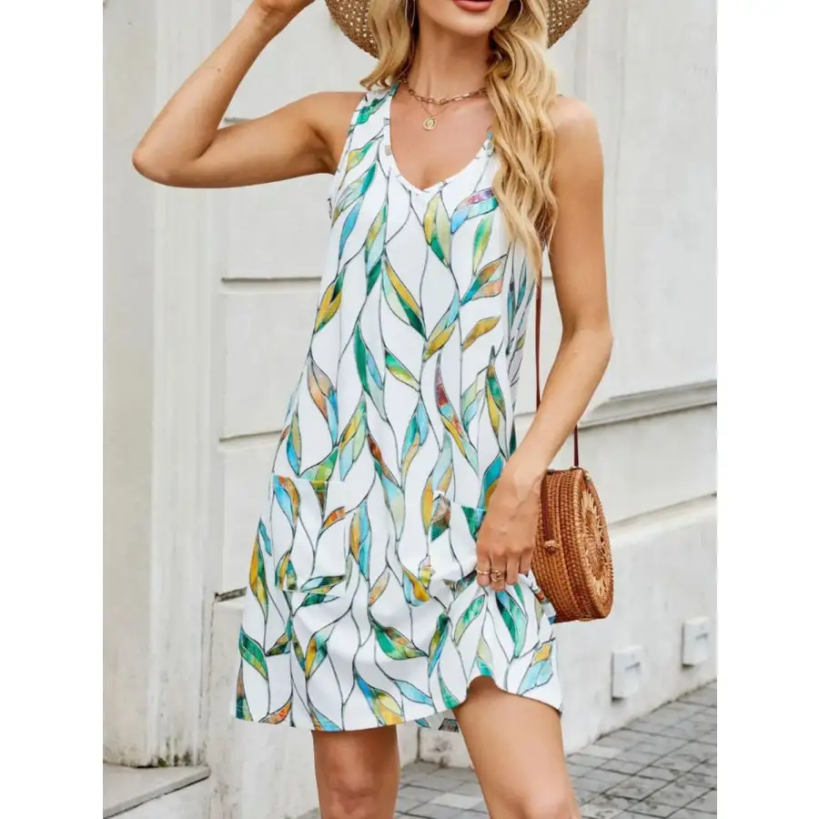 V-Neck Sleeveless Mini Dress with Pockets