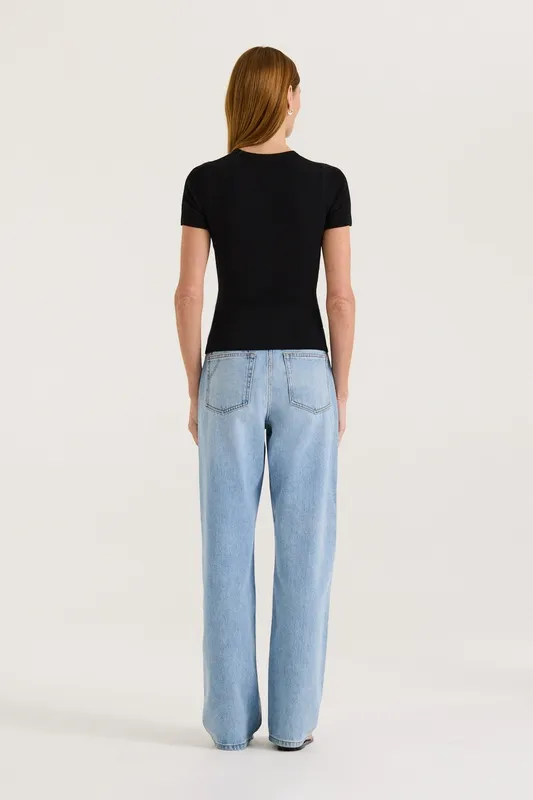 Black Merino Crew Neck T-Shirt