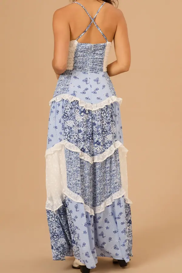 Patchwork Floral Maxi Dress