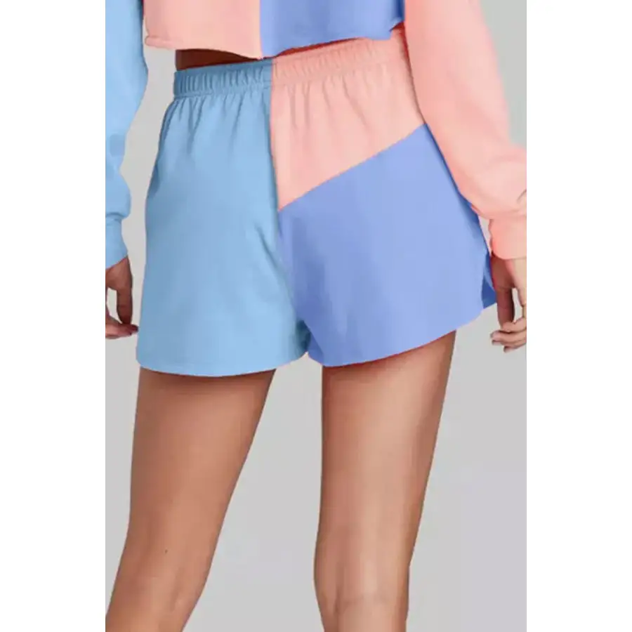 Block Round Neck Top and Shorts Set