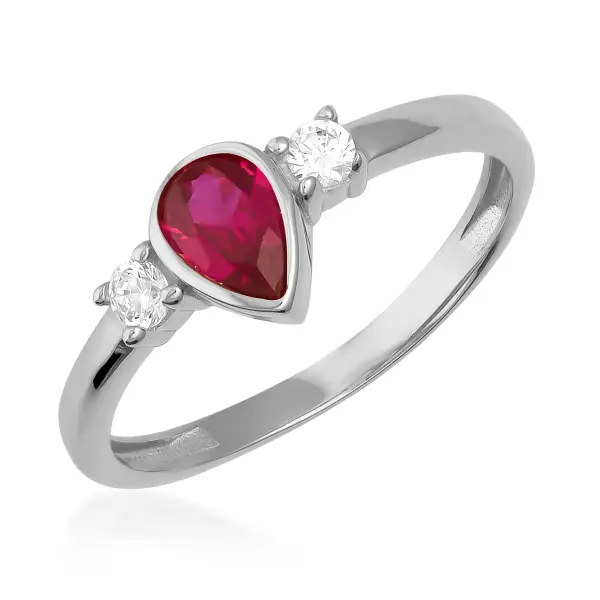 Simulated Ruby Pear Cut Vintage Ring