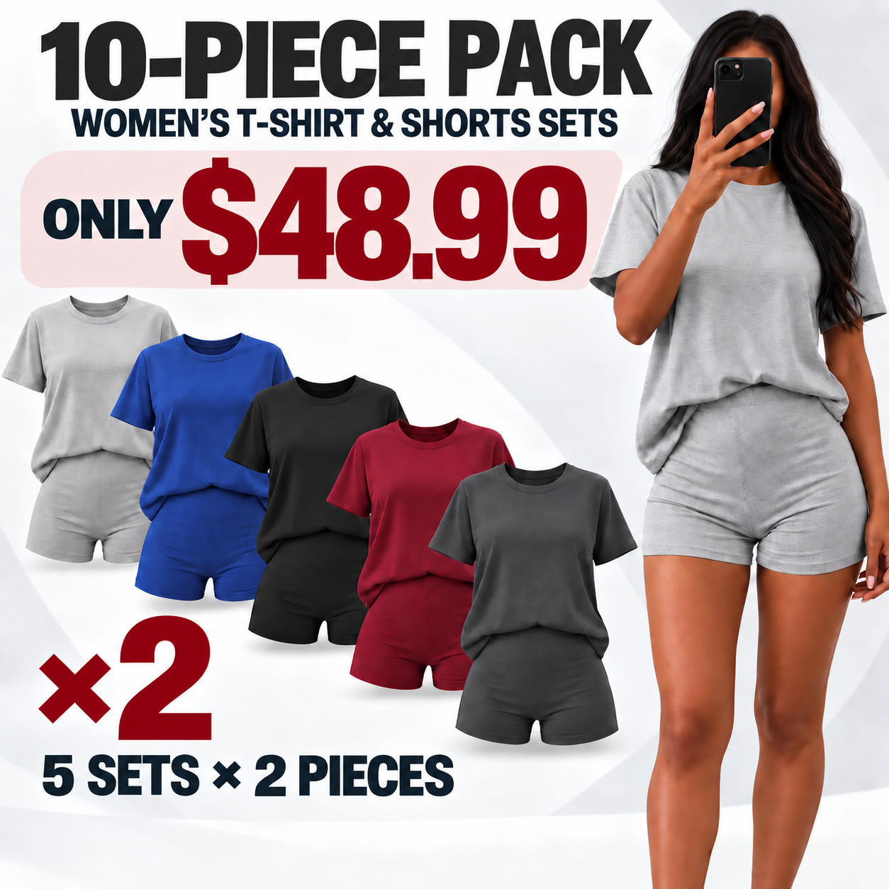 Women’s Two Piece Shorts Lounge Set(X5)