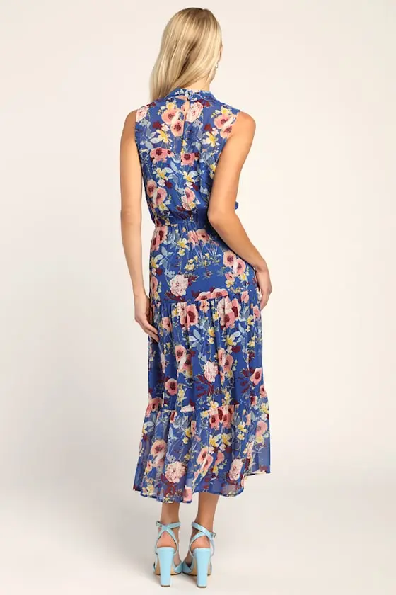 In My Dreams Mauve Floral Print Midi Dress