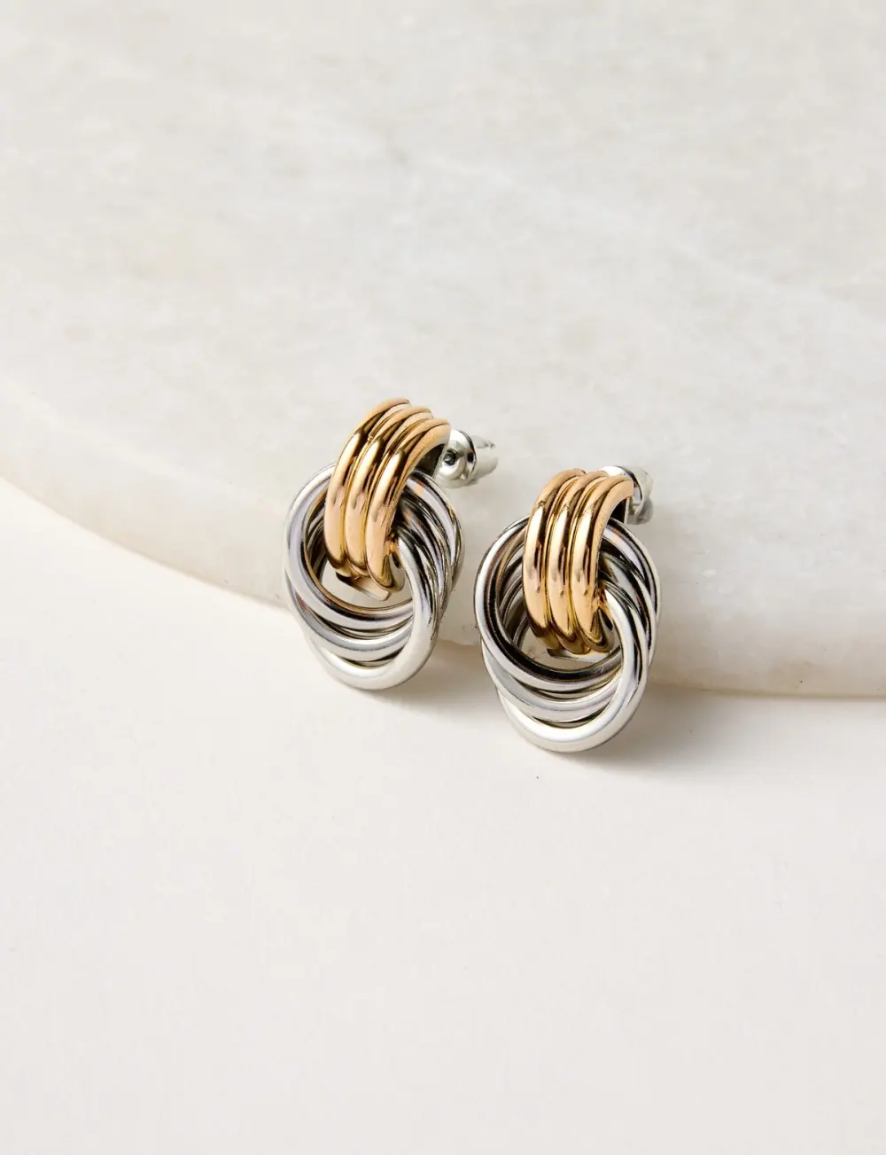 Creative Artistic Geometric Design Gold And Silver Earrings