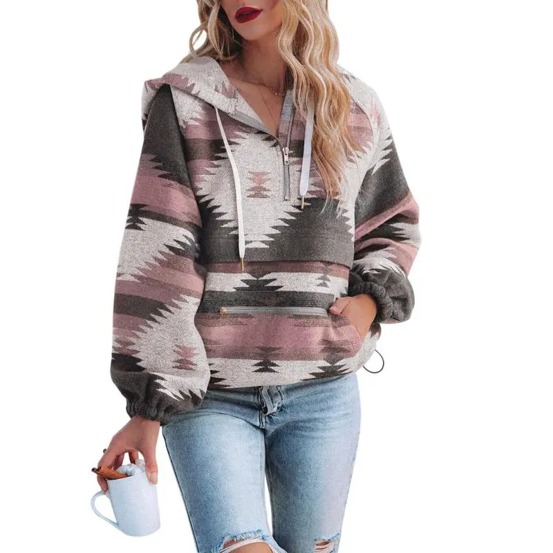 🧶 Women’s Oversized Aztec Zip Up Hoodie – Cozy, Chic & Effortlessly Cool