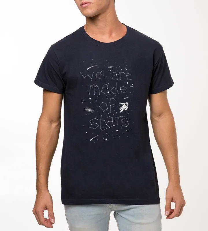 We Are Made of Stars Pattern Navy Blue T-Shirt