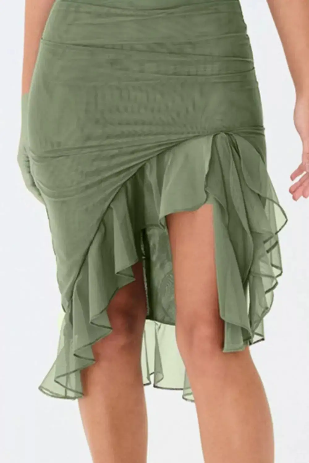 Relaxed Shape Round Neck Ruffle Sleeveless Dress