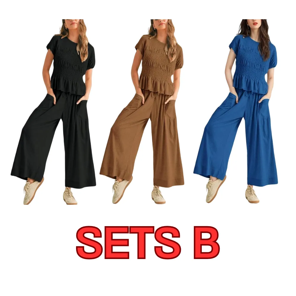 Women’s 2-Piece Smocked Top & Wide-Leg