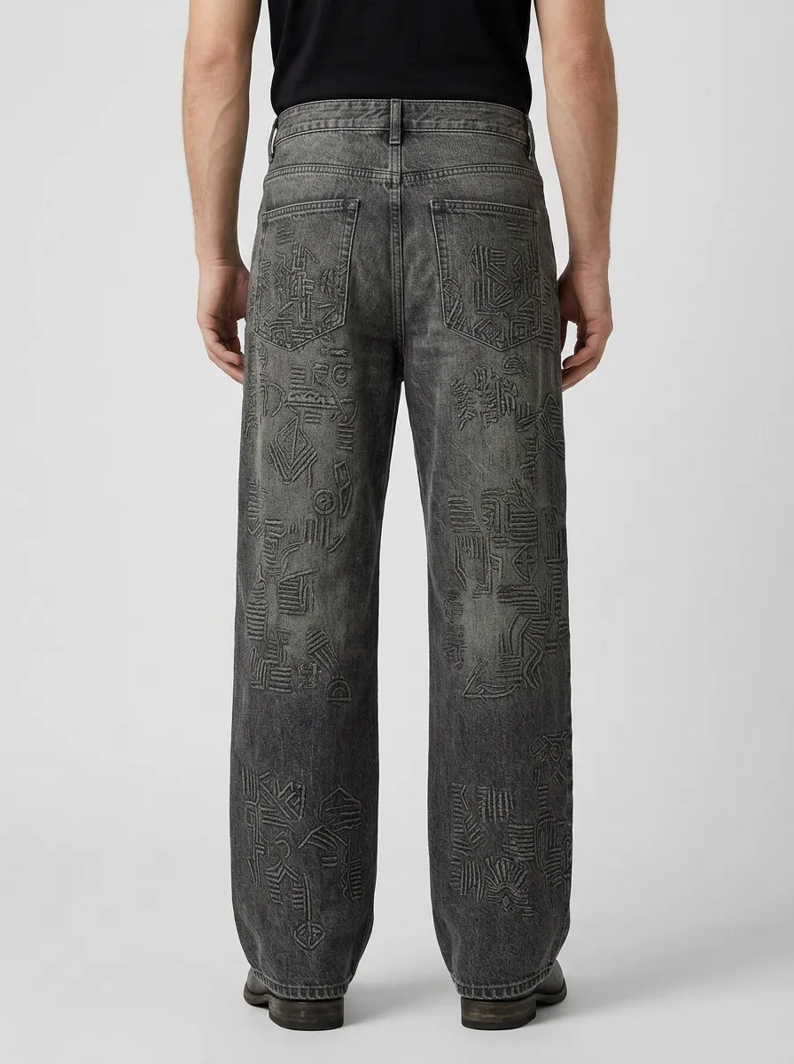 Men's Tribal Wide Leg Jeans