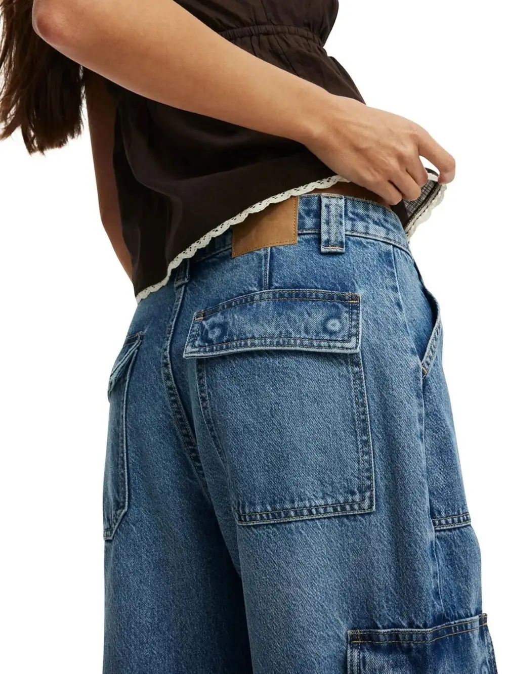 Tailored Wide Leg Denim Jeans