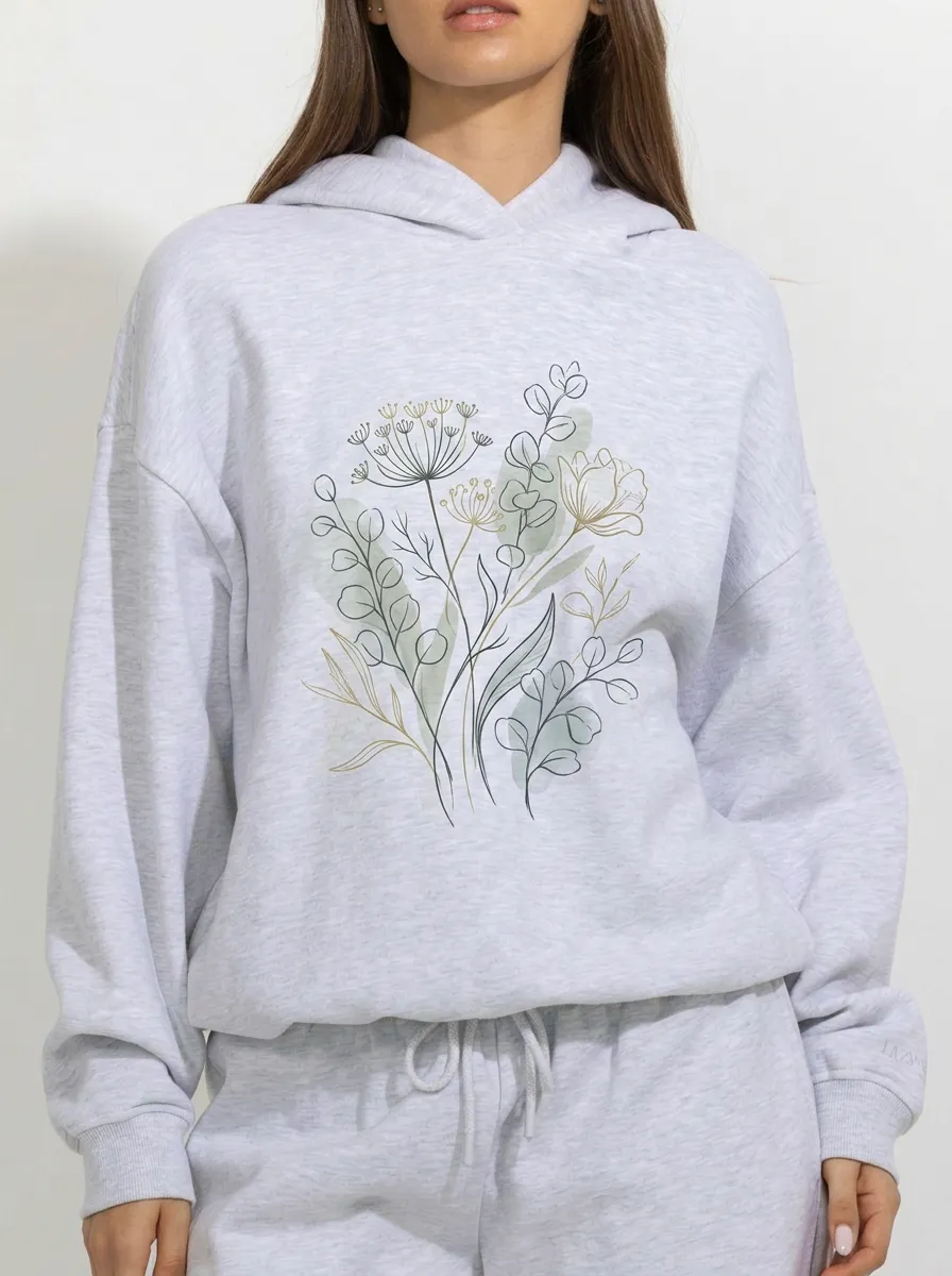 Women's Botanical Nature Lover Wildflower Printed Hoodie