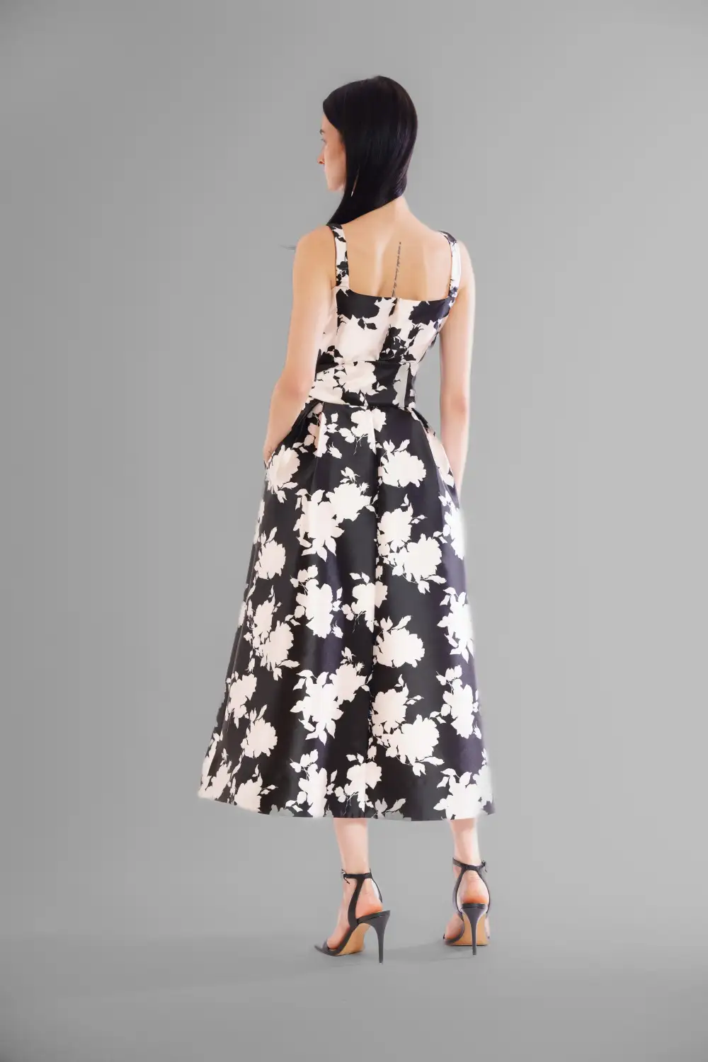 Square Neck Sash Midi Dress