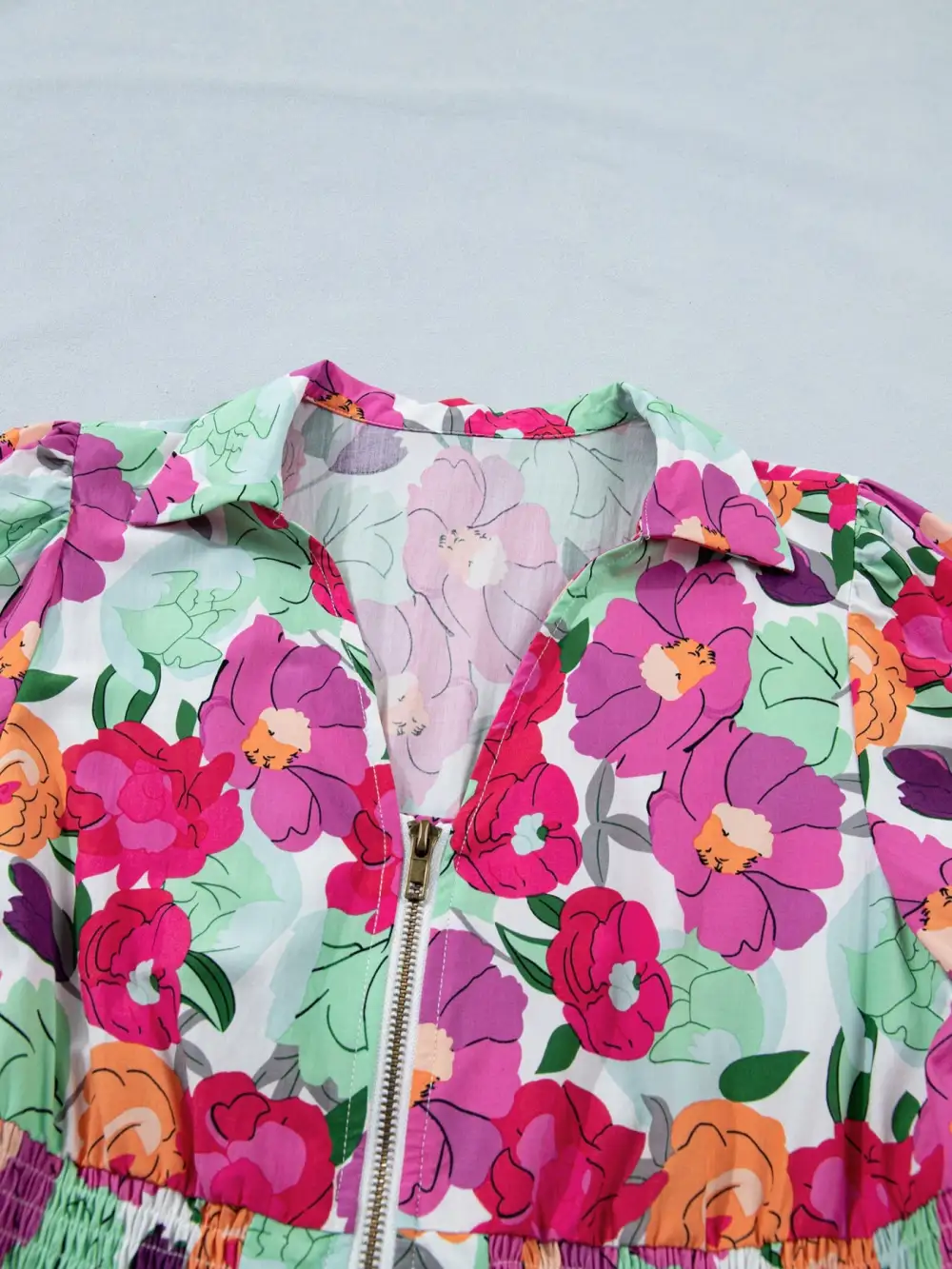 Polished Detail Floral Printed V Neck Dress