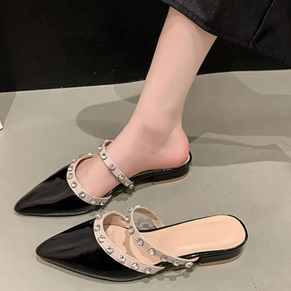 Rhinestone Embellished Pointed Toe Sandals