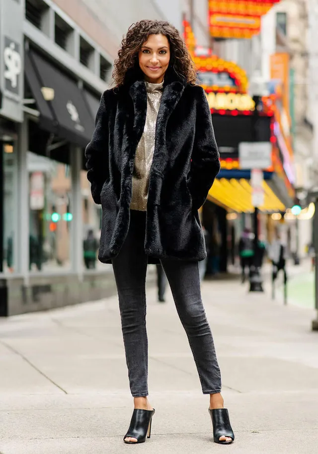 Black Faux Fur Le Mink Jacket