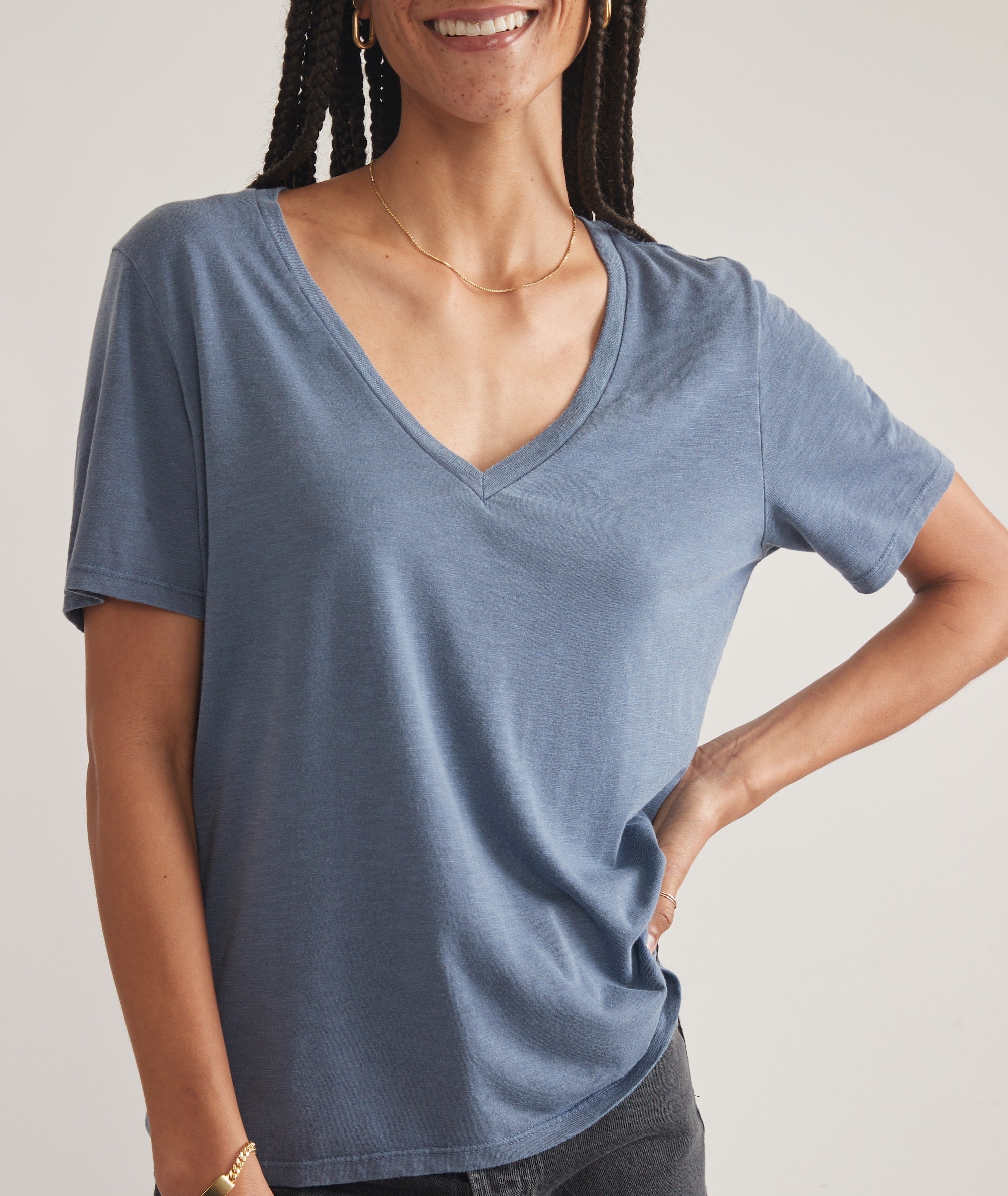 Slouchy Fit V-Neck Cotton Tee