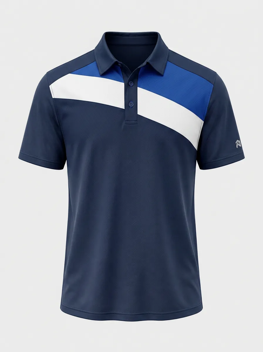 Men's Sport Golf Colorblock Printed Polo Shirt