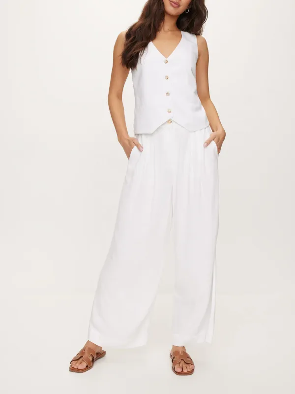 White V-Neck Vest