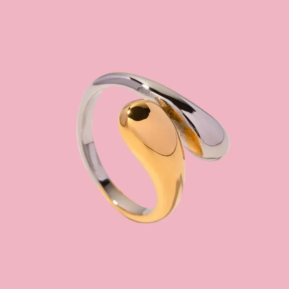Contemporary Mixed Finish Double Drop Ring