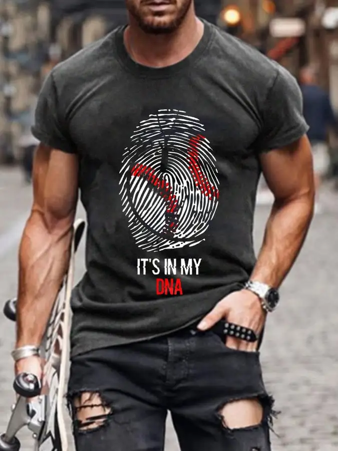 Men'S Baseball Print Short Sleeve T-Shirt