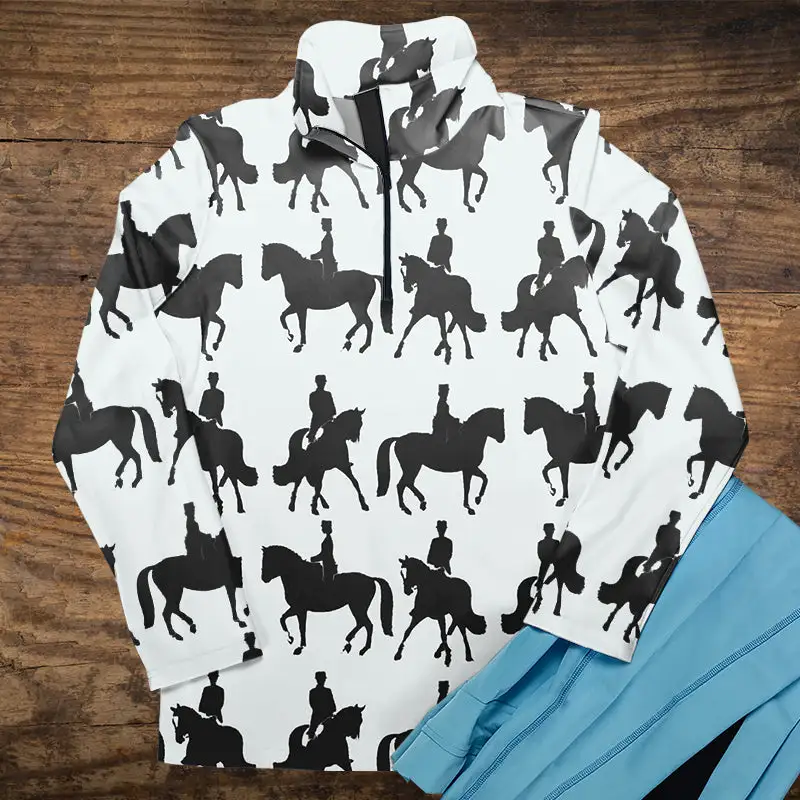 Women's Horse Print Riding Style Long Sleeve Casual Shirt