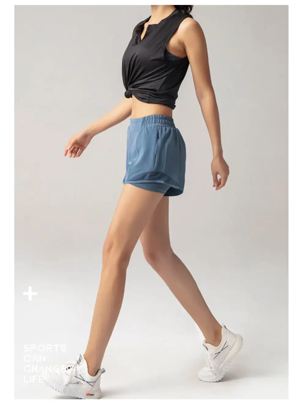 Elastic-Waist Pocketed Lightweight Stretch Running Shorts