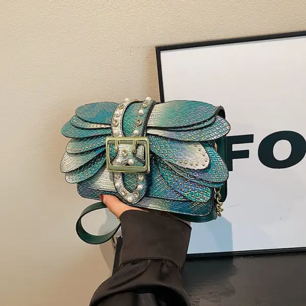 Retro Snake Print Chain Shoulder Crossbody Small Square Bag
