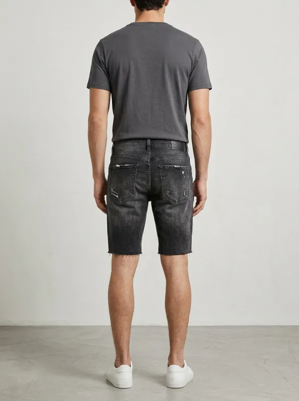 Men's Minimal Distressed Raw Hem Street Inspired Distressed Denim Shorts