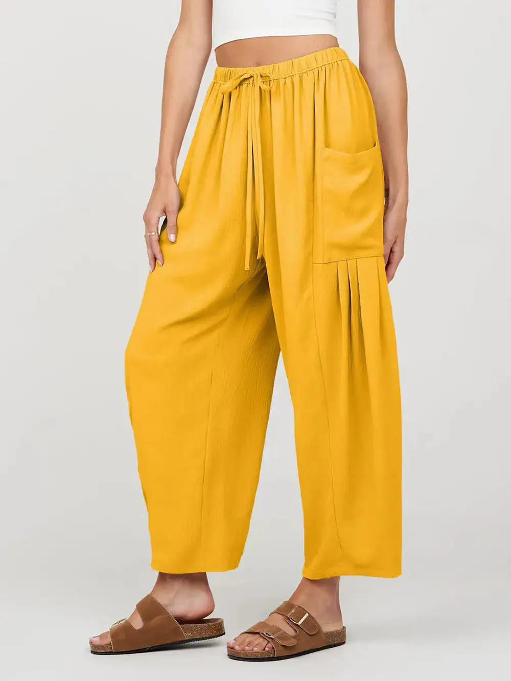 Polished Wide Leg Pocket Detail Pants