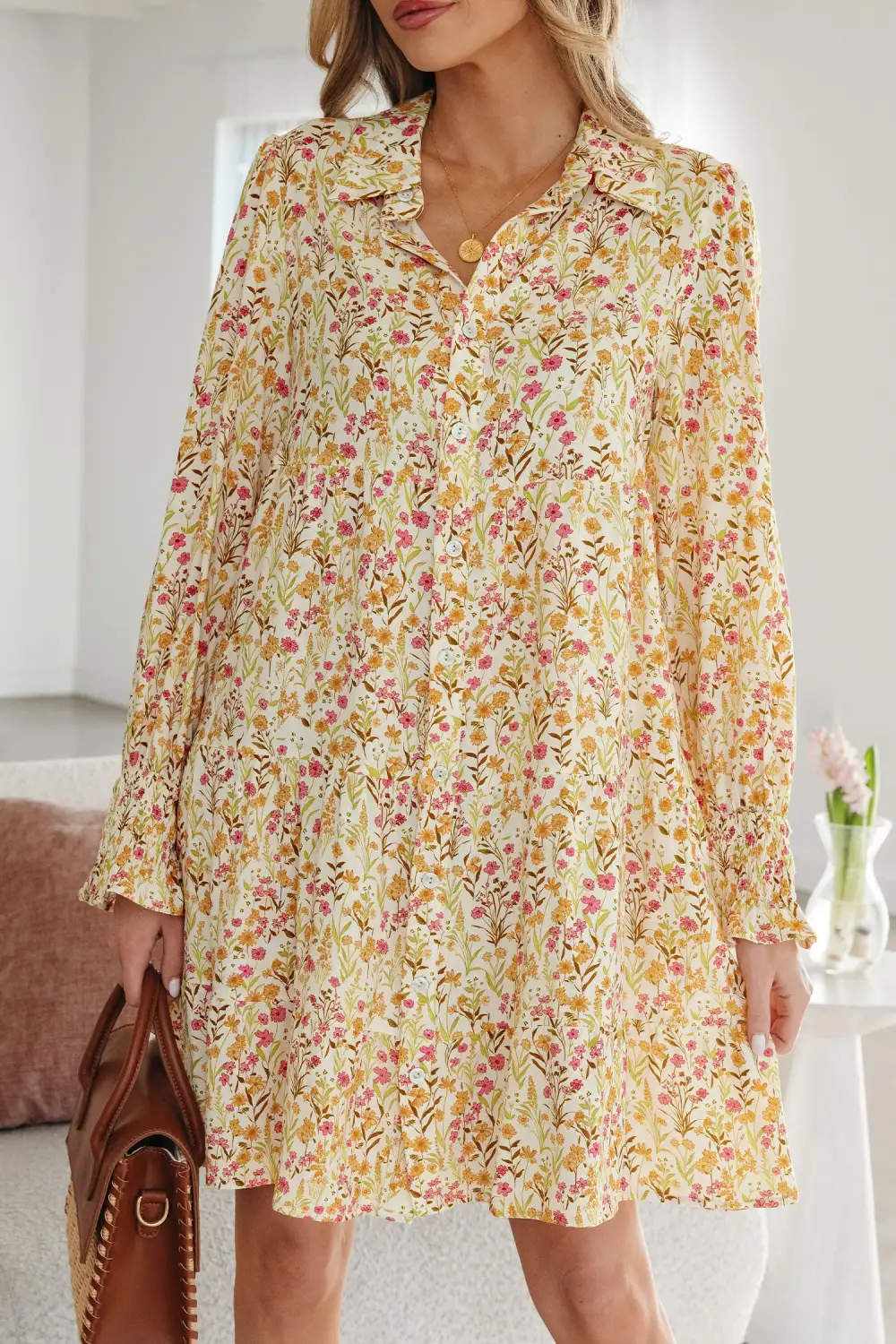 Balanced Detail Floral Printed Ruffle Dress