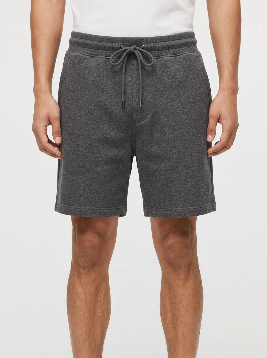 Men's Casual Athletic Charcoal Grey Drawstring Fleece Shorts