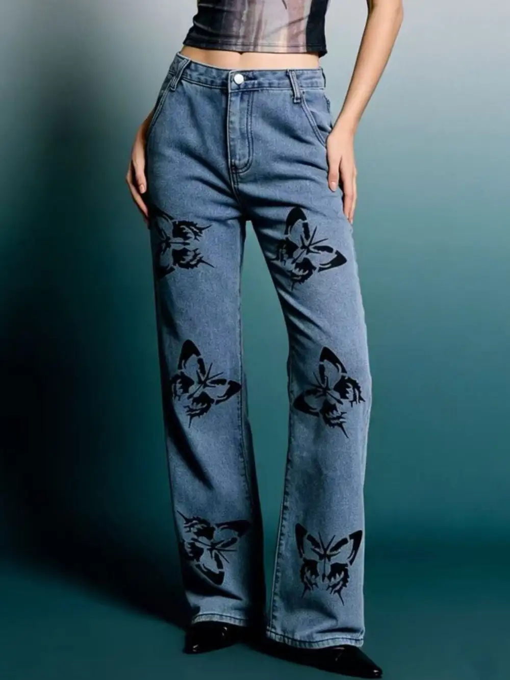 Clean High Waist Wide Leg Denim Jeans
