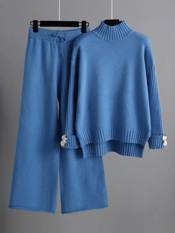 Long Sleeve Mock Neck Sweater And Pants Set